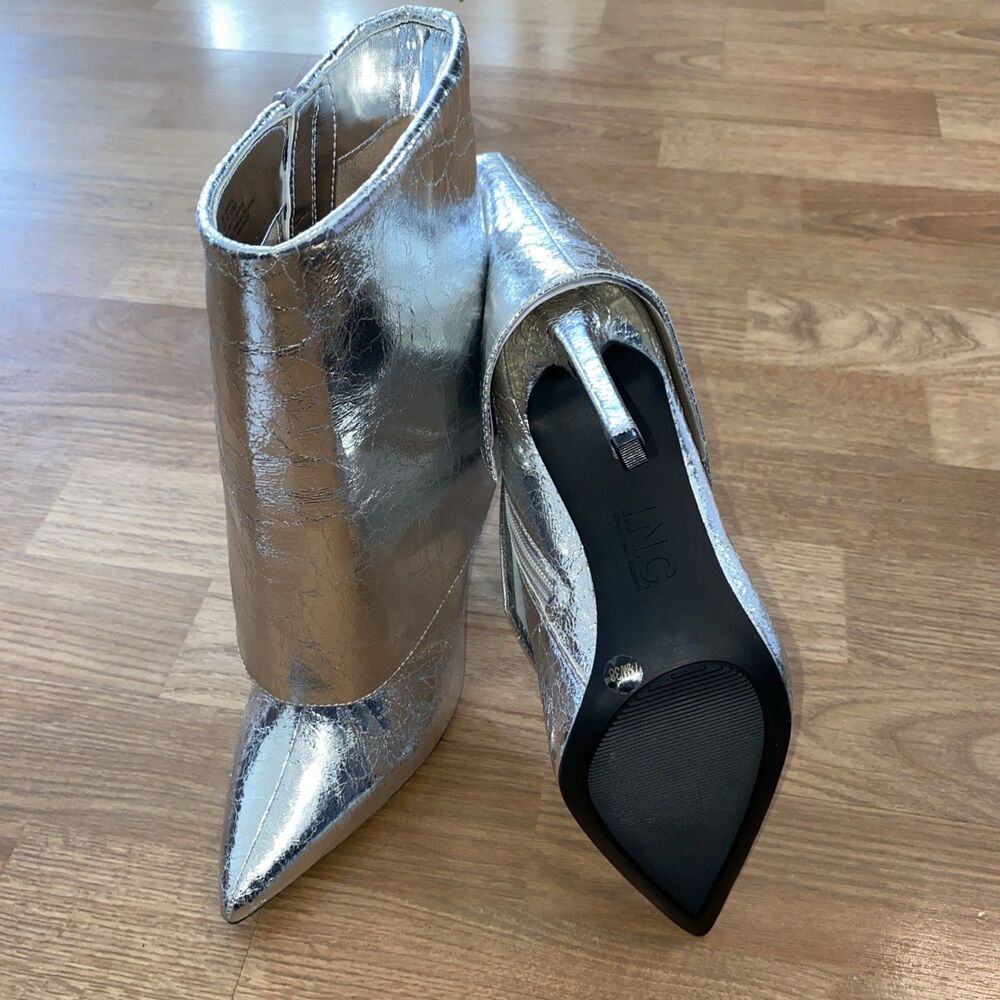 I.N.C. Women's Sabeel Stiletto Heel Cuff Mid Calf Boots Silver Size 7.5M NIB - Picture 8 of 10